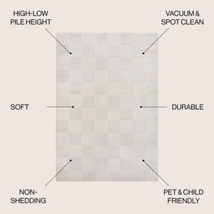 Thea Modern Geometric Checkerboard High-Low Area Rug