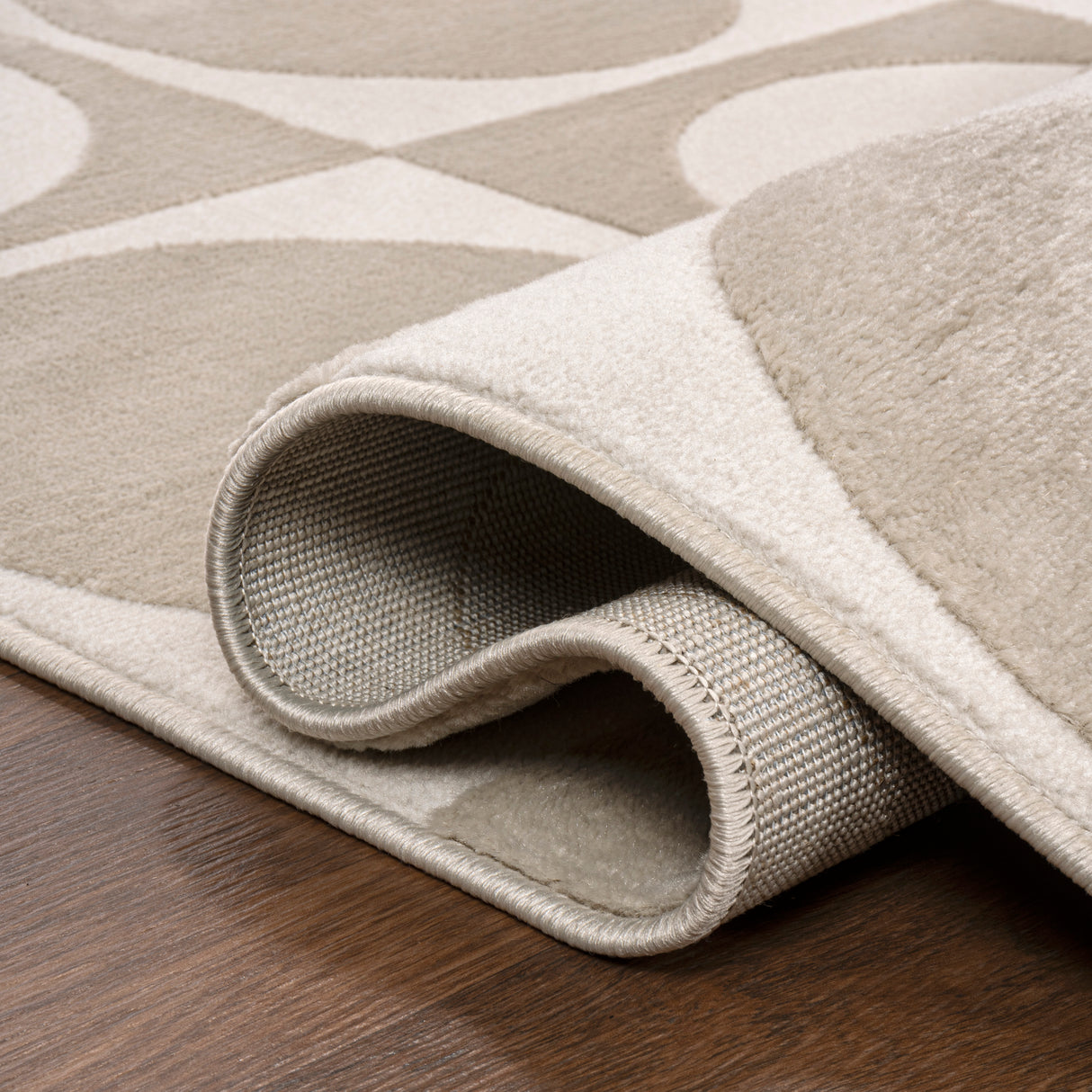 Helena Modern Geometric Circles In Squares High-Low Square Area Rug