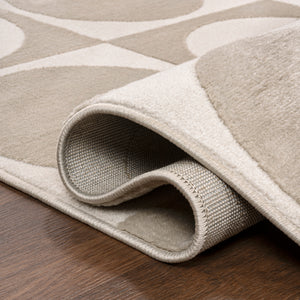 Helena Modern Geometric Circles In Squares High-Low Square Area Rug
