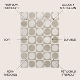 Helena Modern Geometric Circles In Squares High-Low Square Area Rug
