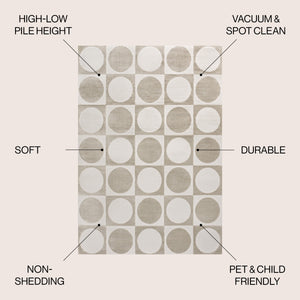 Helena Modern Geometric Circles In Squares High-Low Square Area Rug
