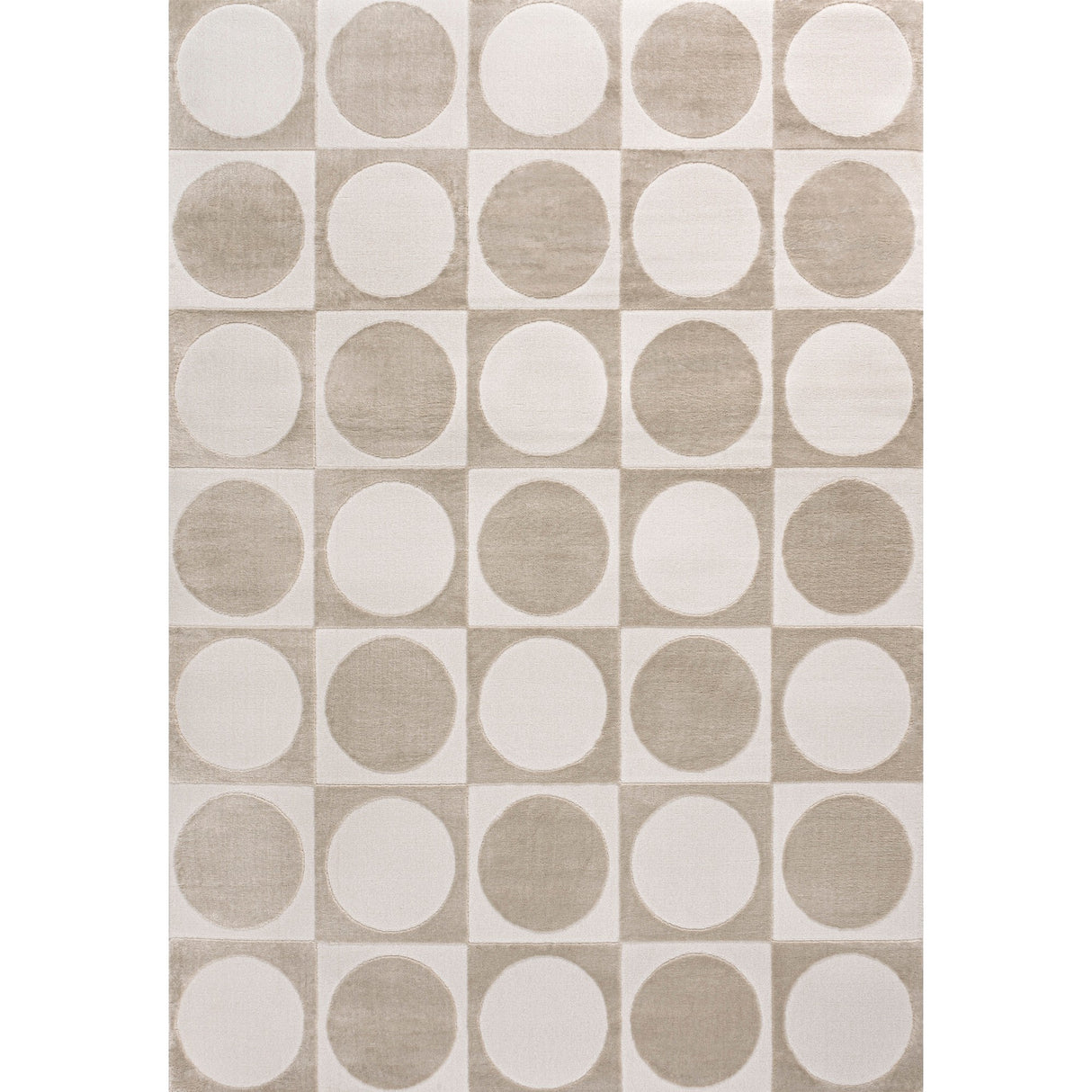 Helena Modern Geometric Circles In Squares High-Low Square Area Rug
