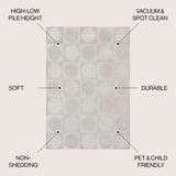 Helena Modern Geometric Circles In Squares High-Low Square Area Rug