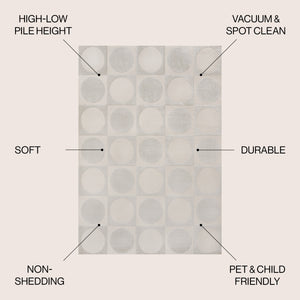 Helena Modern Geometric Circles In Squares High-Low Square Area Rug