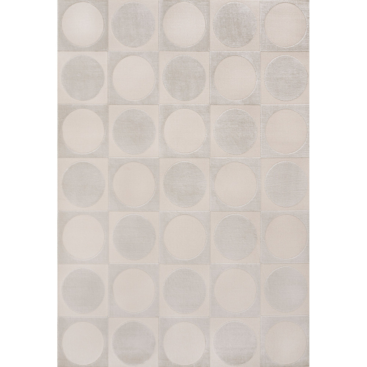 Helena Modern Geometric Circles In Squares High-Low Square Area Rug
