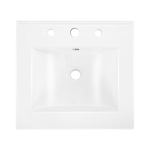Ancillary 3-Hole Classic Contemporary Rectangular Ceramic Single Sink Basin Vanity Top