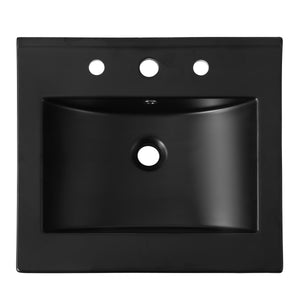 Ancillary 3-Hole Classic Contemporary Rectangular Ceramic Single Sink Basin Vanity Top