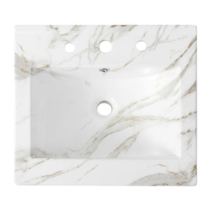 Ancillary 3-Hole Classic Contemporary Rectangular Ceramic Single Sink Basin Vanity Top