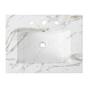 Ancillary 3-Hole Classic Contemporary Rectangular Ceramic Single Sink Basin Vanity Top