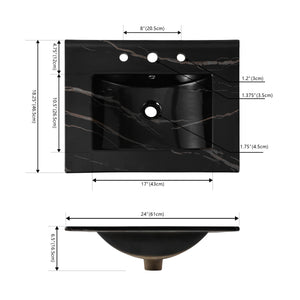 Ancillary 3-Hole Classic Contemporary Rectangular Ceramic Single Sink Basin Vanity Top