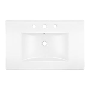 Ancillary 3-Hole Classic Contemporary Rectangular Ceramic Single Sink Basin Vanity Top