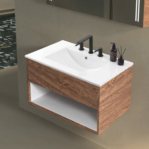 Ancillary 3-Hole Classic Contemporary Rectangular Ceramic Single Sink Basin Vanity Top