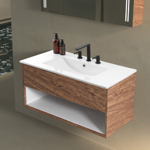 Ancillary 3-Hole Classic Contemporary Rectangular Ceramic Single Sink Basin Vanity Top
