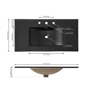 Ancillary 3-Hole Classic Contemporary Rectangular Ceramic Single Sink Basin Vanity Top