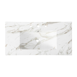 Ancillary 3-Hole Classic Contemporary Rectangular Ceramic Single Sink Basin Vanity Top