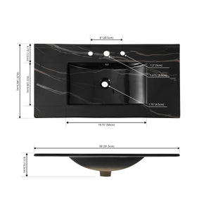 Ancillary 3-Hole Classic Contemporary Rectangular Ceramic Single Sink Basin Vanity Top