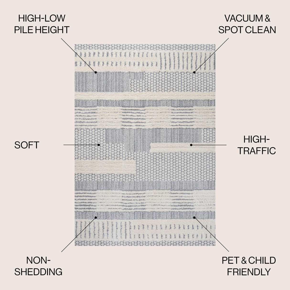 Kerstin Geometric High-Low Area Rug