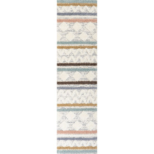 Faiza Moroccan Striped Geometric High-Low Runner Rug