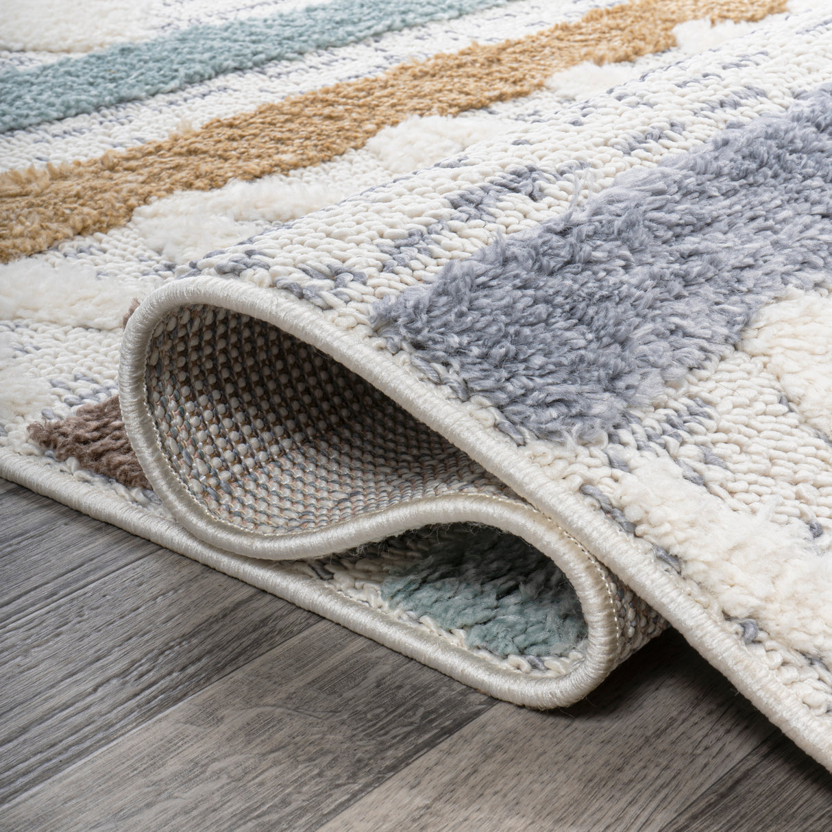 Faiza Moroccan Striped Geometric High-Low Runner Rug