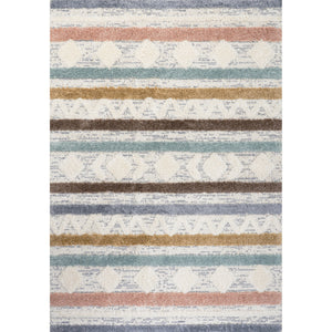 Faiza Moroccan Striped Geometric High-Low Area Rug