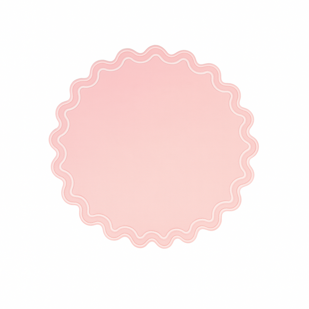 SOLACE PINK SCALLOPED FAUX LEATHER PLACEMAT (Set Of 4)