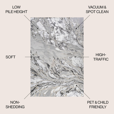 Swirl Chic Marbled Abstract Area Rug