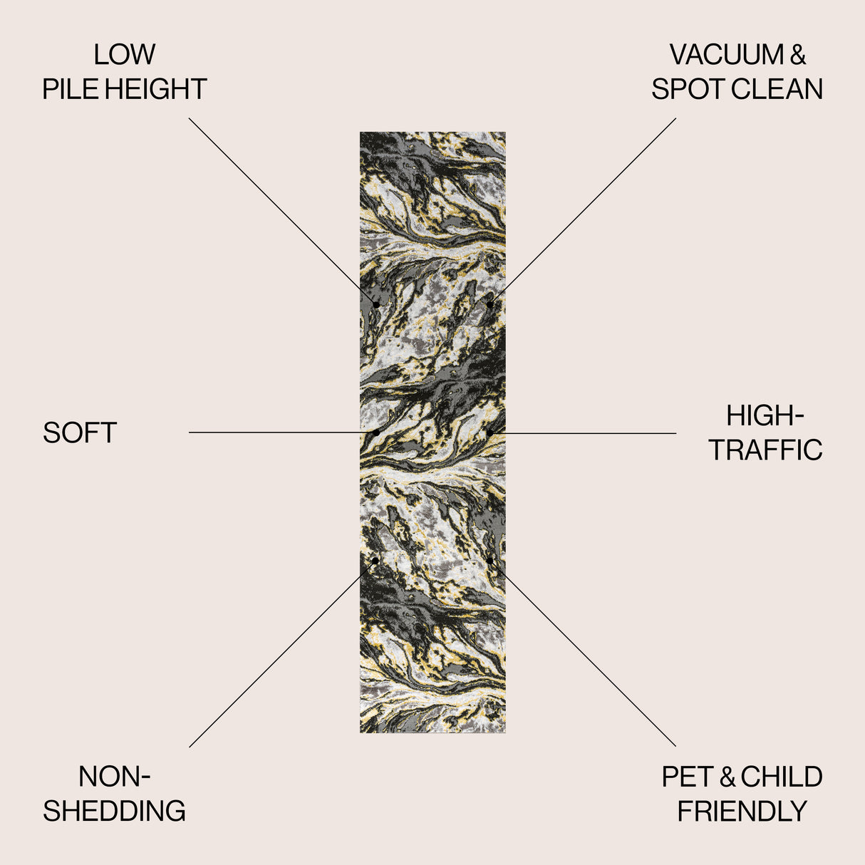 Swirl Marbled Abstract Runner Rug