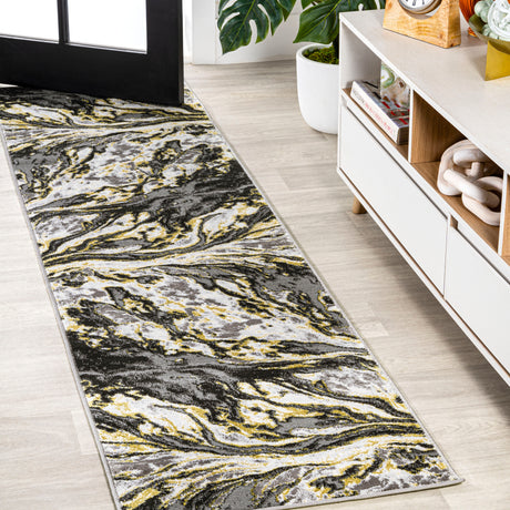 Swirl Marbled Abstract Runner Rug