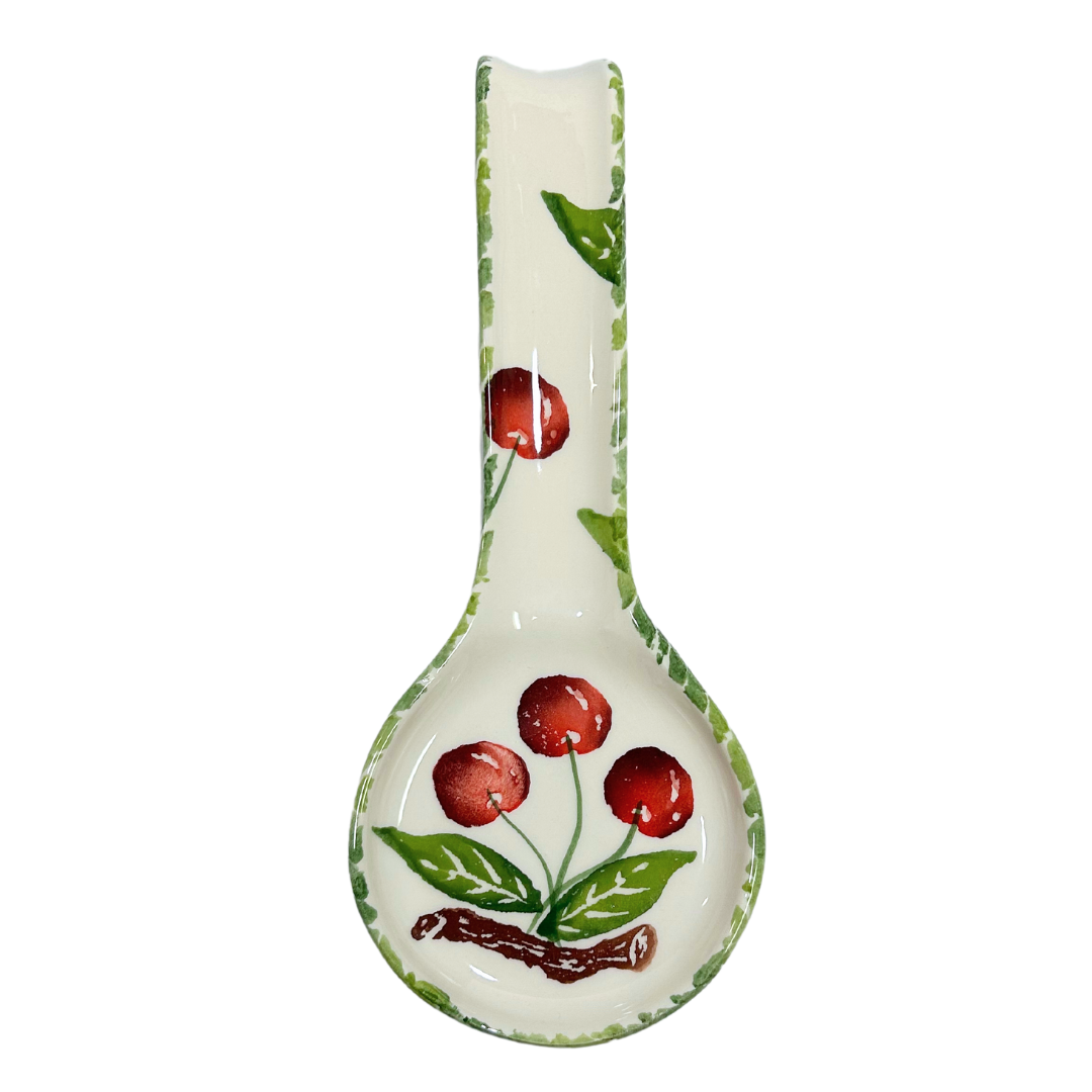 Hand Painted Italian Ceramic Spoon Rest Cherries