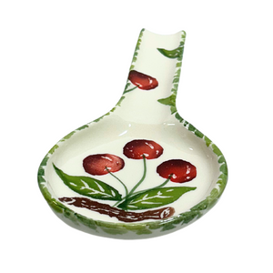 Hand Painted Italian Ceramic Spoon Rest Cherries