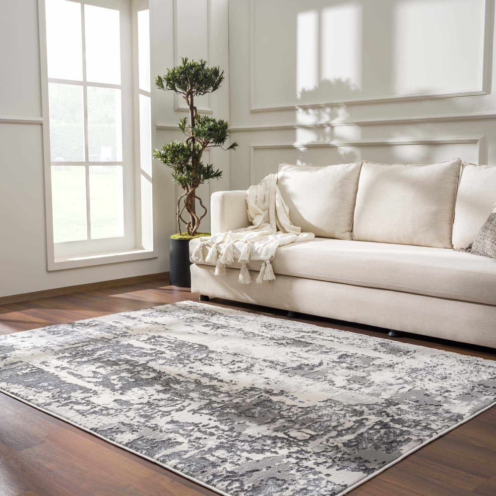 Junko Gray & Blue Marble Area Rug - Clearance
