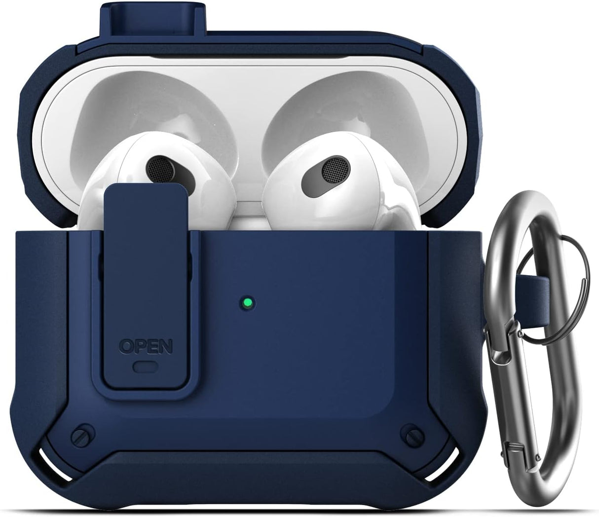 Compatible with Airpods Case 3rd Generation, Rugged Full-Body Protective Carrying Case with Keychain (Airpod 3 2021) Blue