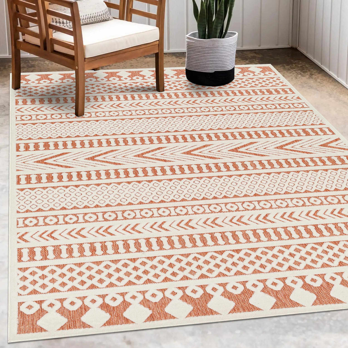 Jove Orange Outdoor Rug - Clearance