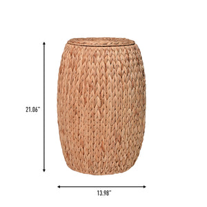 Colt Coastal Bohemian Handwoven Hyacinth Barrel Storage Stool with Lid