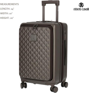 ROBERTO CAVALLI 20-Inch Luxury Carry-On Luggage – Hardshell Spinner Suitcase with Front Laptop Compartment, TSA Lock & Expandable Design