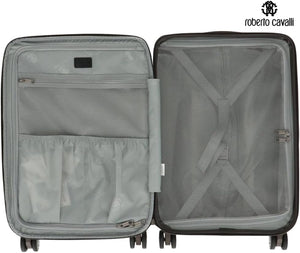 ROBERTO CAVALLI 20-Inch Luxury Carry-On Luggage – Hardshell Spinner Suitcase with Front Laptop Compartment, TSA Lock & Expandable Design