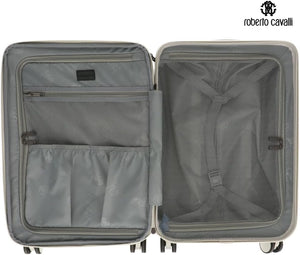 ROBERTO CAVALLI 20-Inch Luxury Carry-On Luggage – Hardshell Spinner Suitcase with Front Laptop Compartment, TSA Lock & Expandable Design