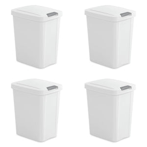 Set of 4 - White 8 Gallon Latch Top Kitchen Wastebasket Trash Can