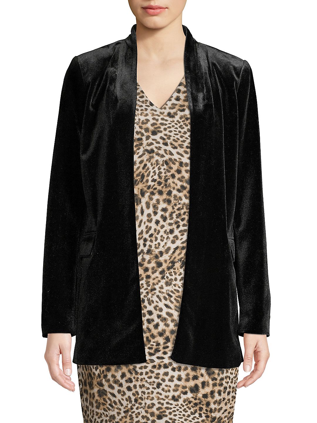 Women's Open Front Velvet Jacket Black Size 0