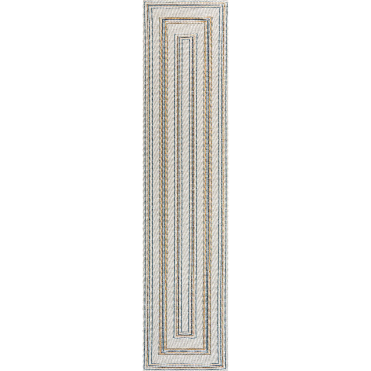 Argo Classic Nautical Mitre Stripe Reversible Machine-Washable Indoor/Outdoor Runner Rug