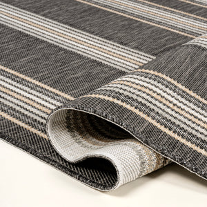 Argo Classic Nautical Mitre Stripe Reversible Machine-Washable Indoor/Outdoor Area Rug