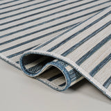 Damon Classic Coastal Pinstripe Reversible Machine-Washable Indoor/Outdoor Area Rug