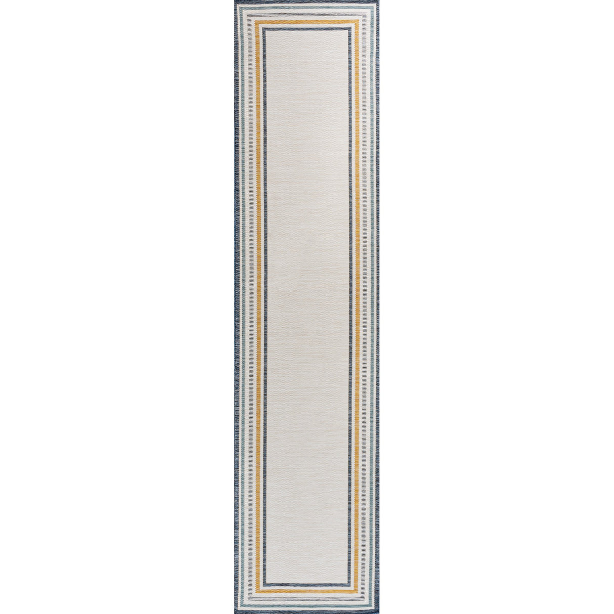 Pollux Classic Coastal Mitred Stripe Reversible Machine-Washable Indoor/Outdoor Runner Rug