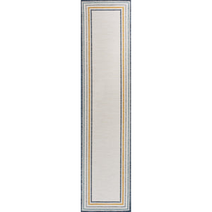 Pollux Classic Coastal Mitred Stripe Reversible Machine-Washable Indoor/Outdoor Runner Rug
