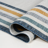 Pollux Classic Coastal Mitred Stripe Reversible Machine-Washable Indoor/Outdoor Runner Rug