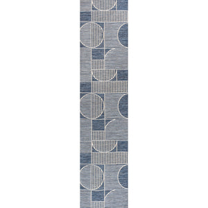 Arielle Mid-Century Modern Geometric Lines Reversible Machine-Washable Indoor/Outdoor Runner Rug