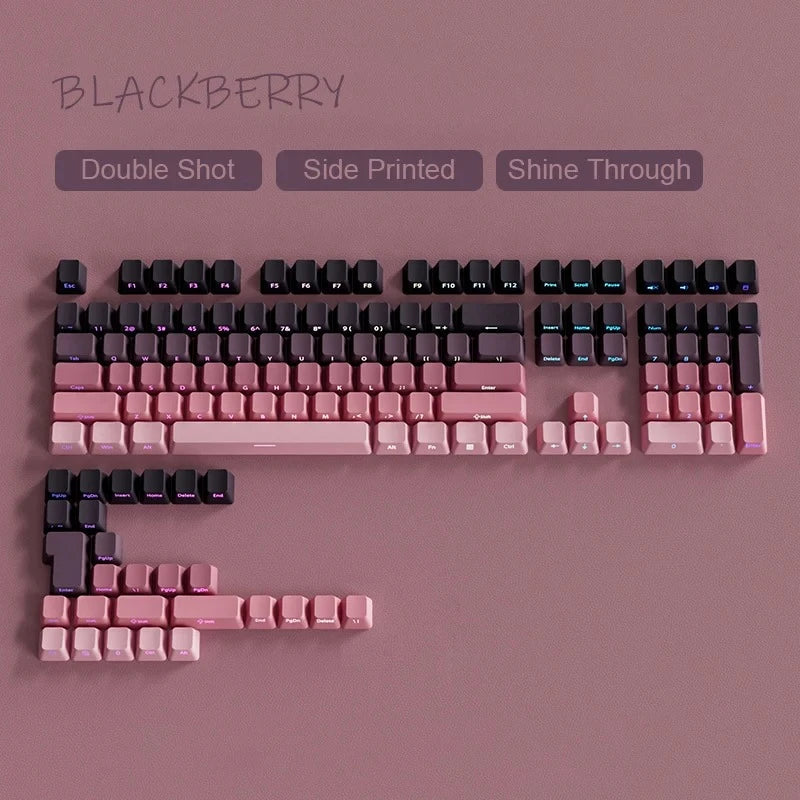133-Key Gradient Green PBT Keycaps Cherry Profile Double Shot Side Printed Set