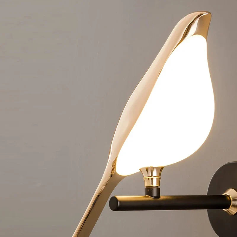 Nordic Golden Bird LED Wall Lamp Bedroom Bedside Living Room Bar Decorative Sconce