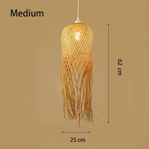 Bamboo Woven Pendant Light Handwoven Chandelier E27 Restaurant Home Decor