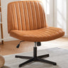 Cross Legged Office Chair Armless Wide Seat Swivel Fabric Desk Vanity Chair